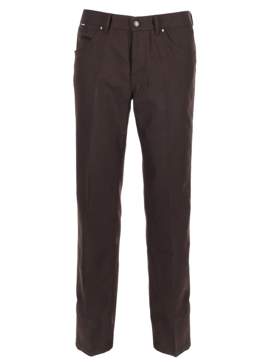 Wool Pants Brown Polyester Trousers