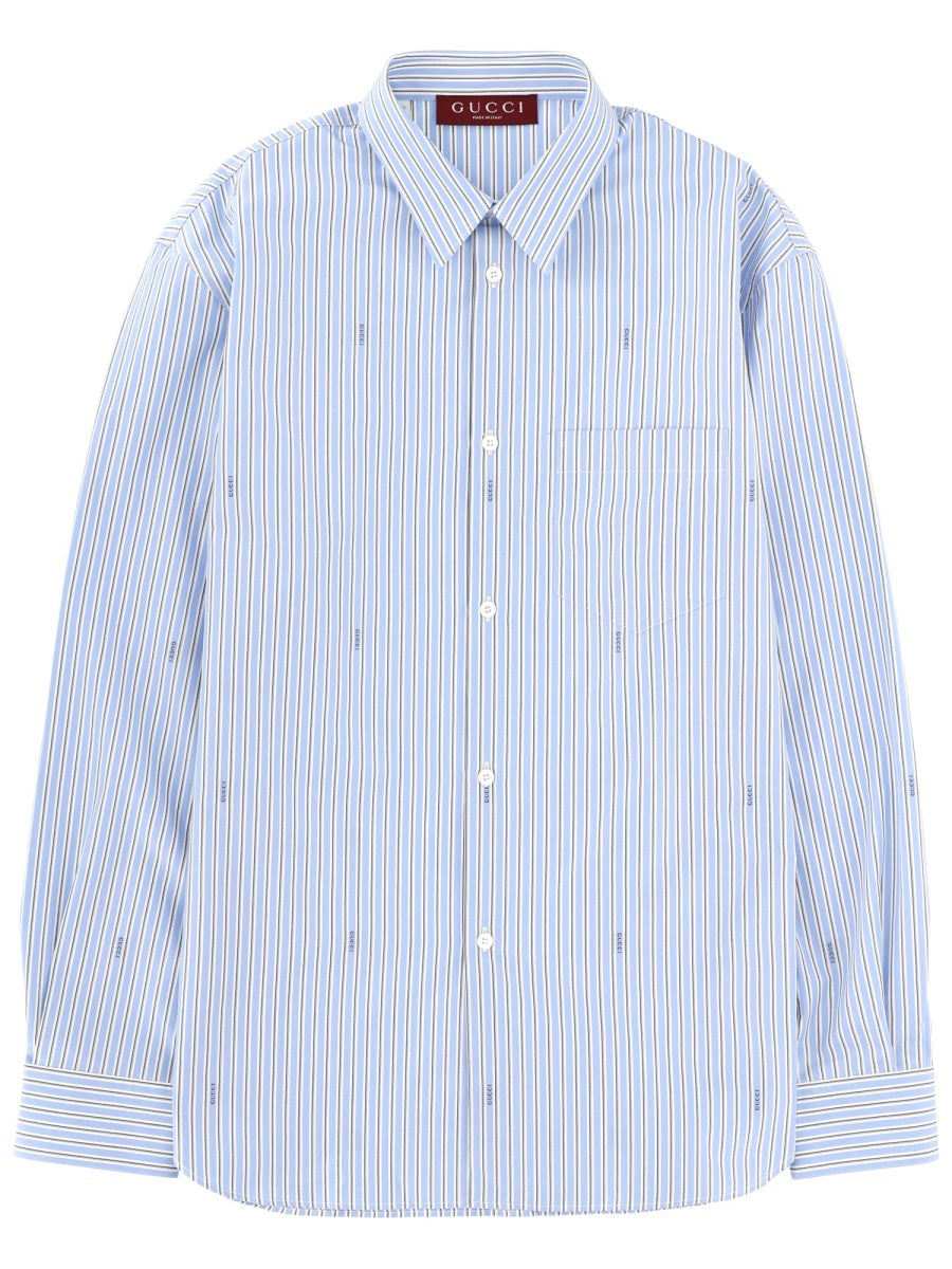 Striped Cotton Shirt Azure