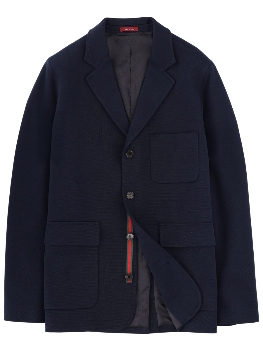 Single-Breasted Jacket Blue Cotton