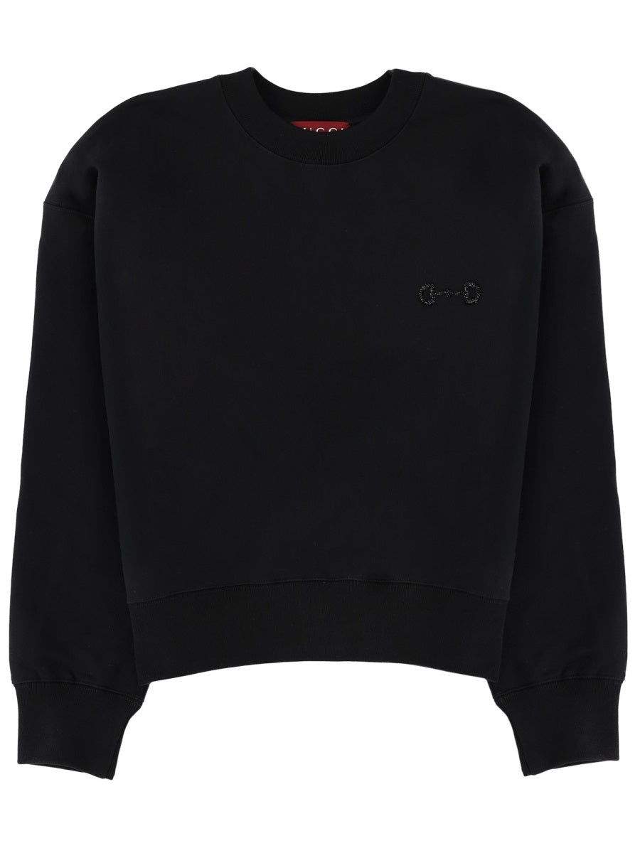 Sweatshirt With Clamp Detail Black Cotton Sweatshirts