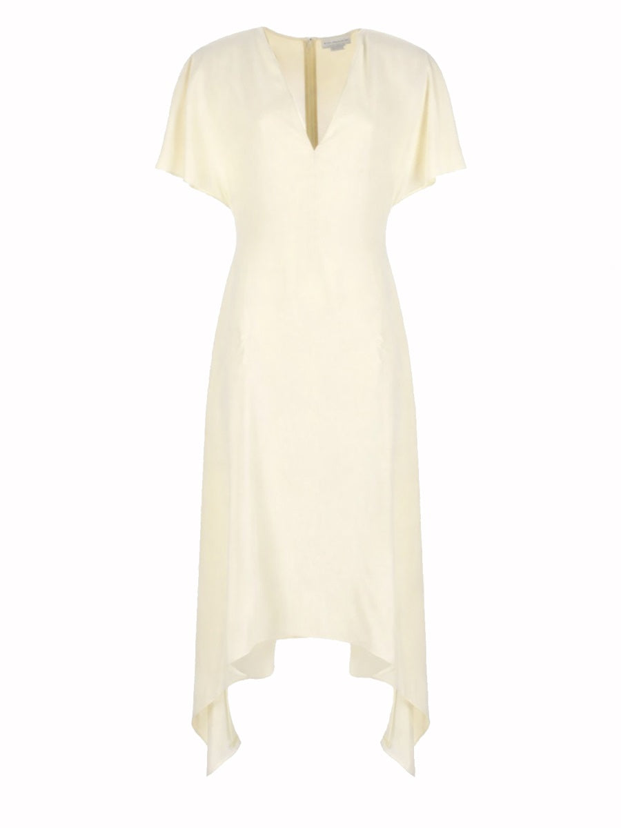V-Neck Midi Dress White Acetate Viscose
