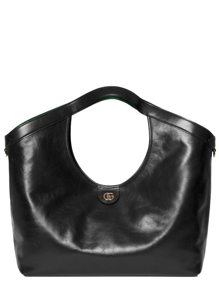 Shopping Bag Lily Black Leather Calf Skin Handbags