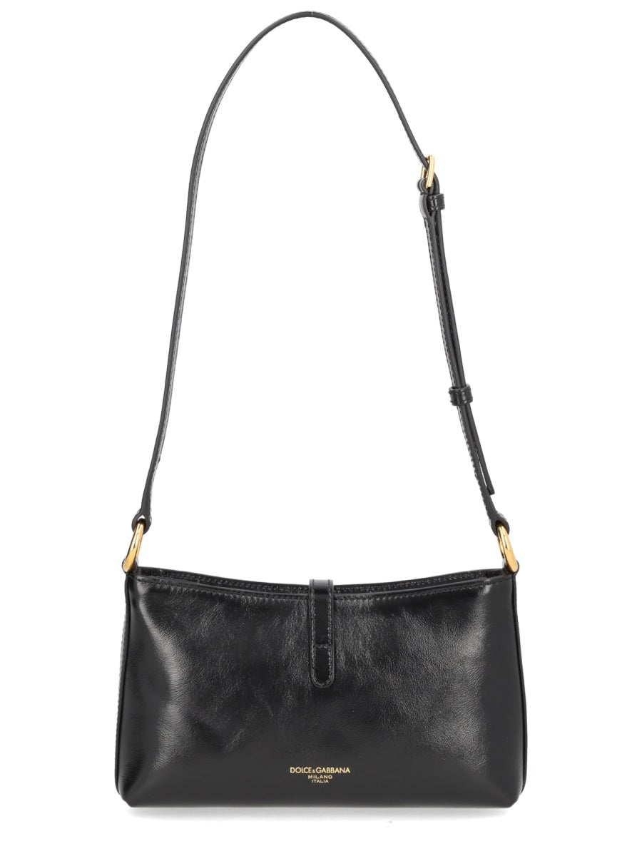Lock Leather Shoulder Bag Black