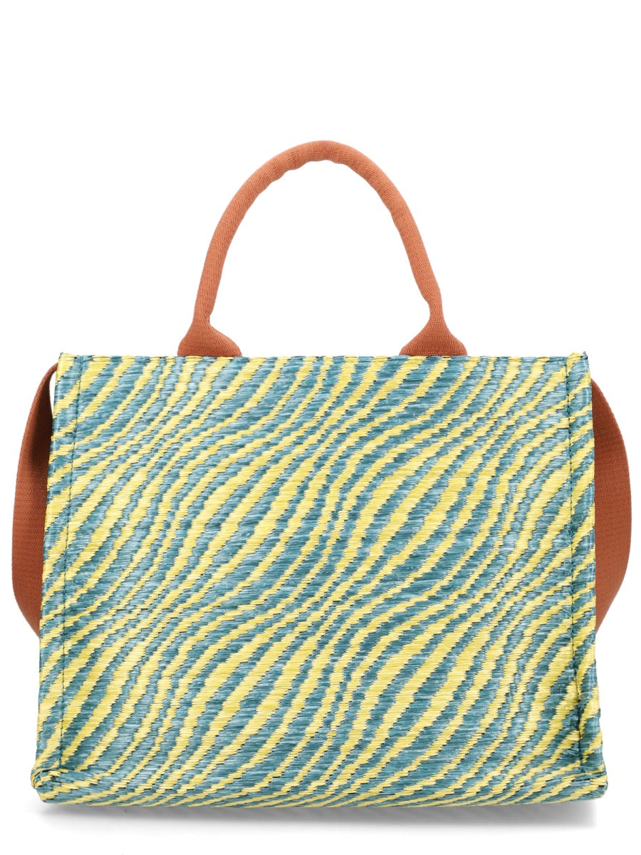 Tote Bag With Logo Green Polyamide Handbags