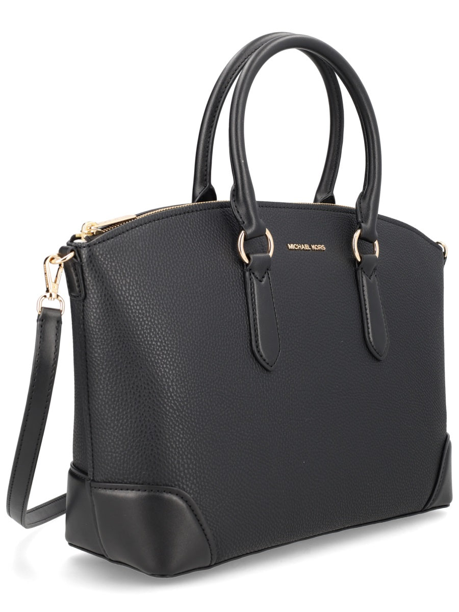 Logo Detail Handbag Black Polyurethane Handbags