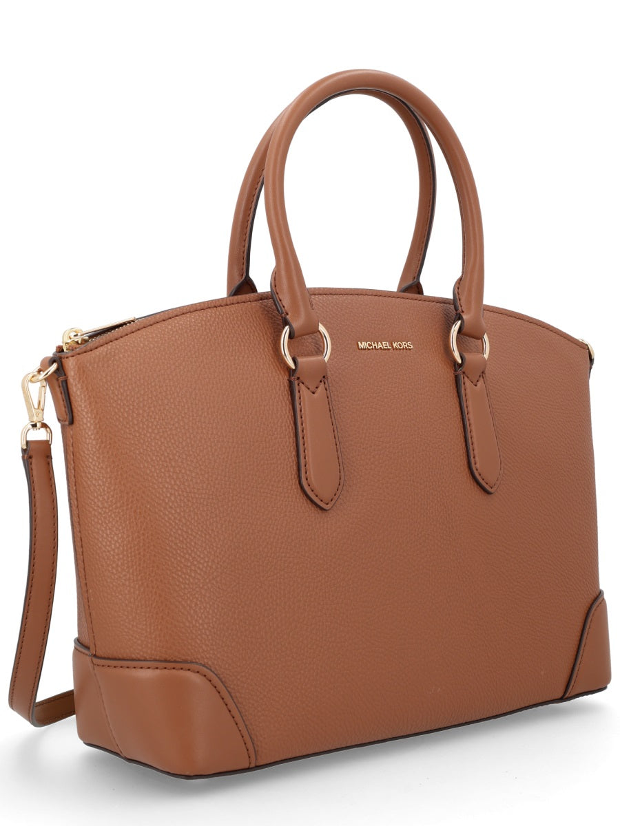 Bag With Logo Brown Polyurethane Handbags