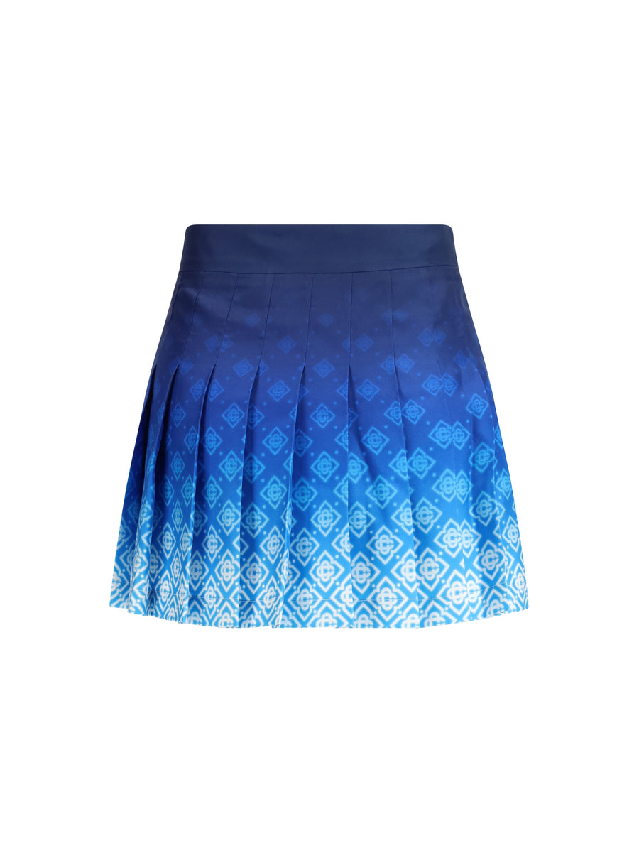 Pleated Mini Skirt Orchid Monogram Silk