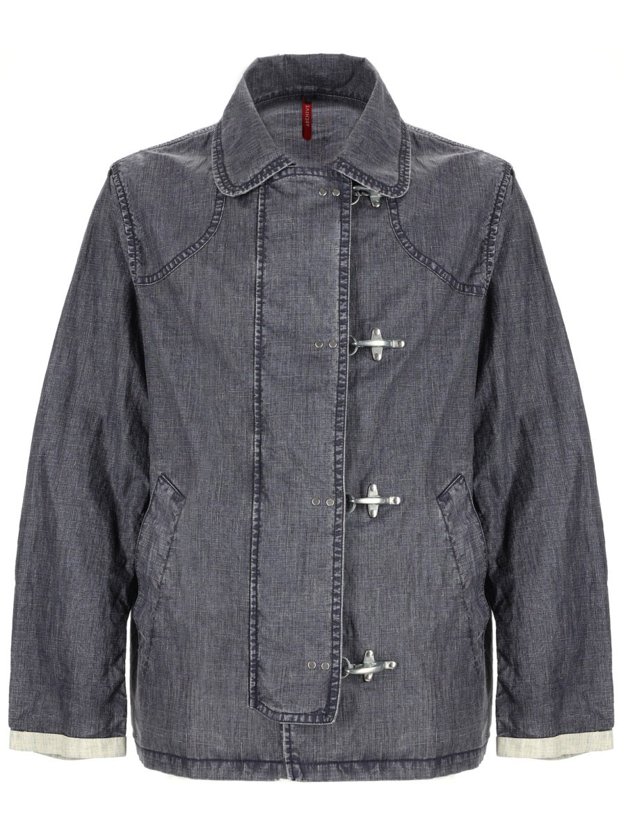 Blue 4 Hooks Jacket Linen