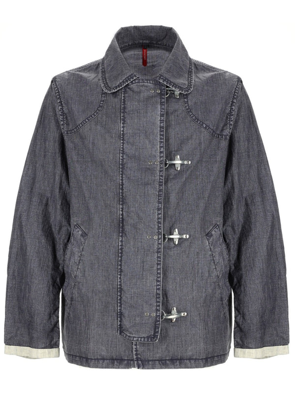 Blue 4 Hooks Jacket Linen