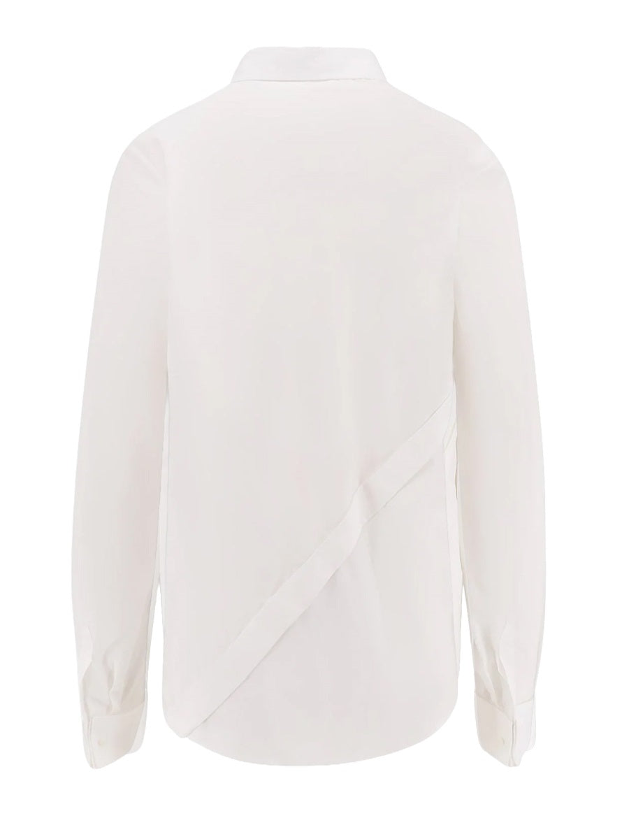 Shirt With Asymmetrical Closure, White Cotton