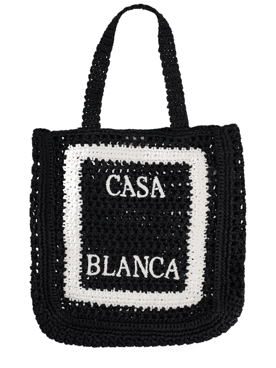 Tote Bag With Logo Black Viscose Handbags