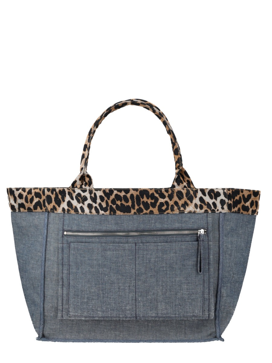 Tote Bag With Logo Denim Handbags