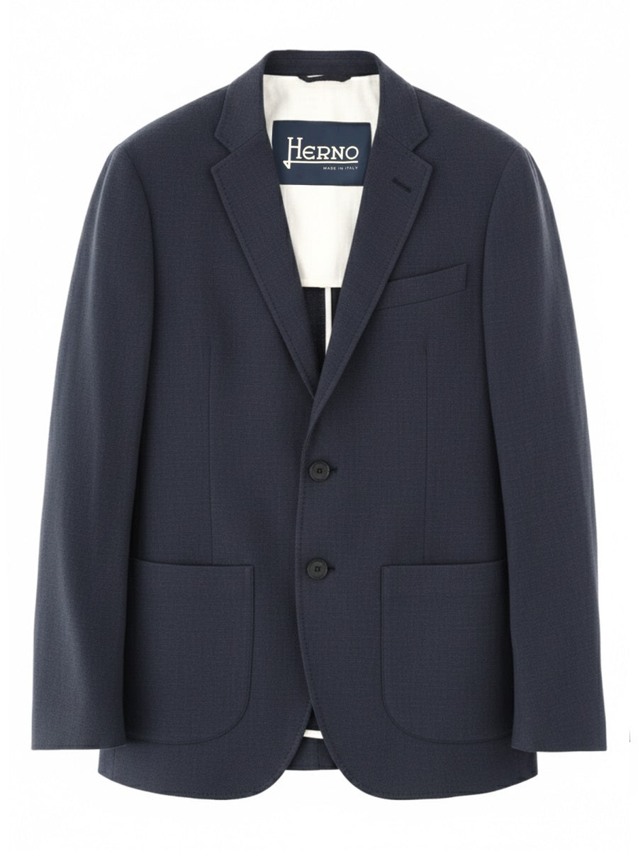 Linen Jacket Blue Viscose Elastane