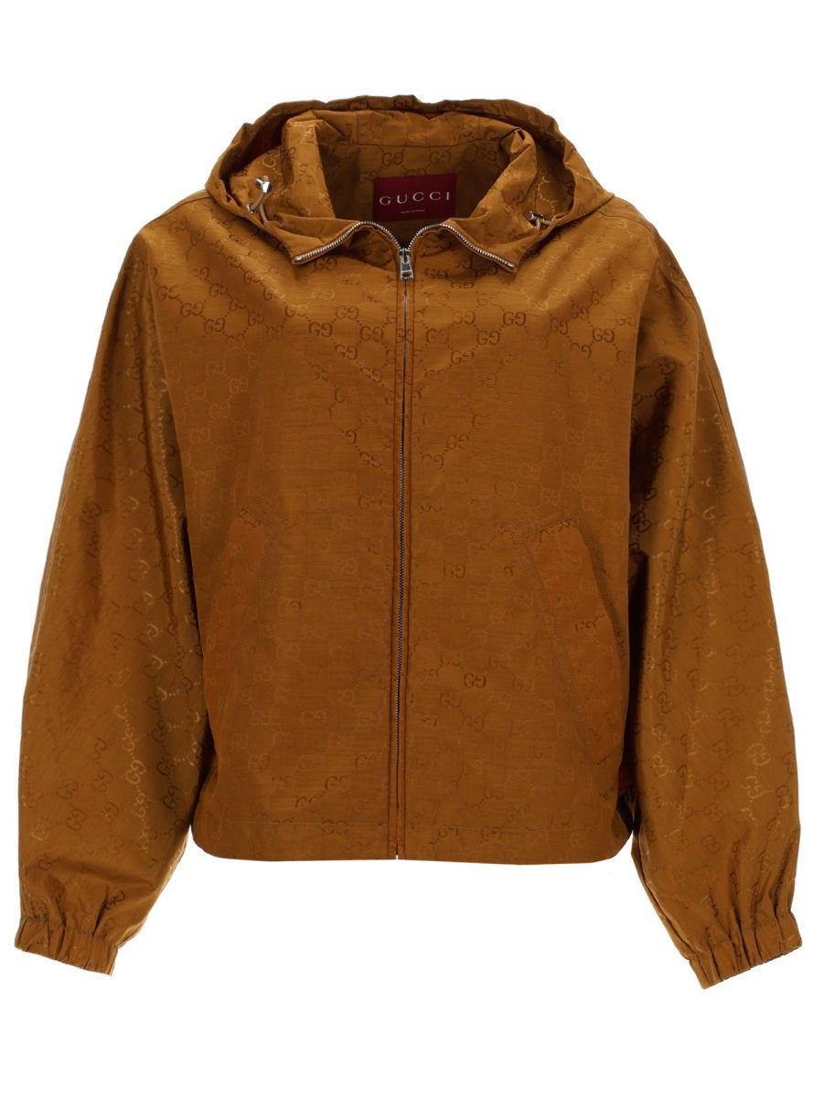 Bomber Jacket Brown Gg Fabric Polyamide