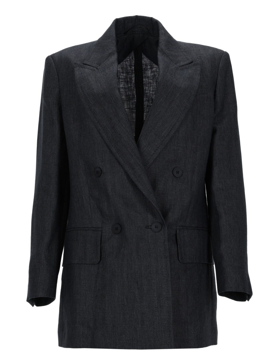 Double-Breasted Jacket Olimpia Linen Charcoal