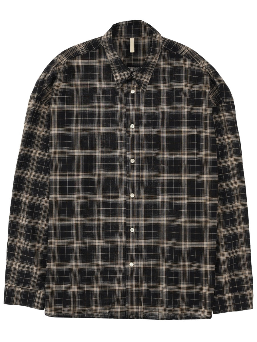 Shirt Checked Black Viscose-Linen
