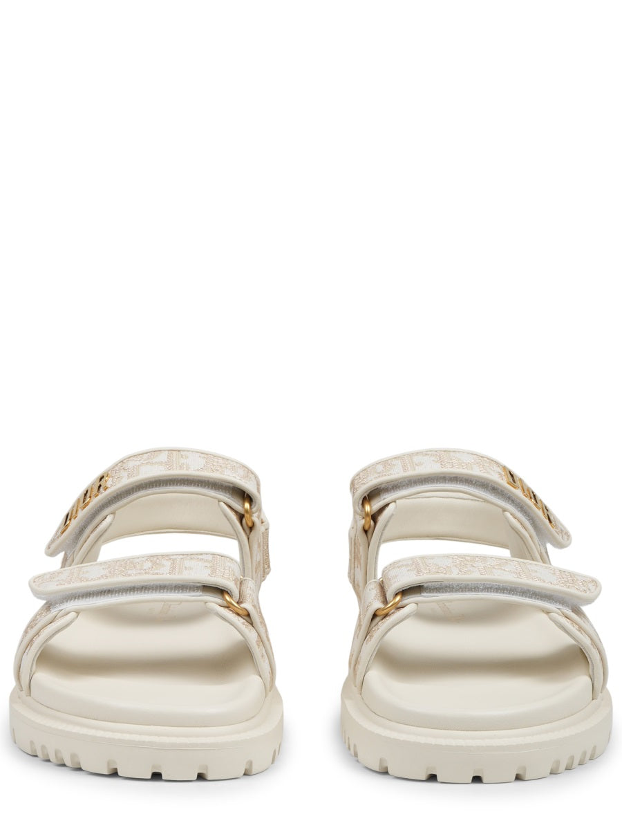 Dway Logo Canvas Sandals Gold
