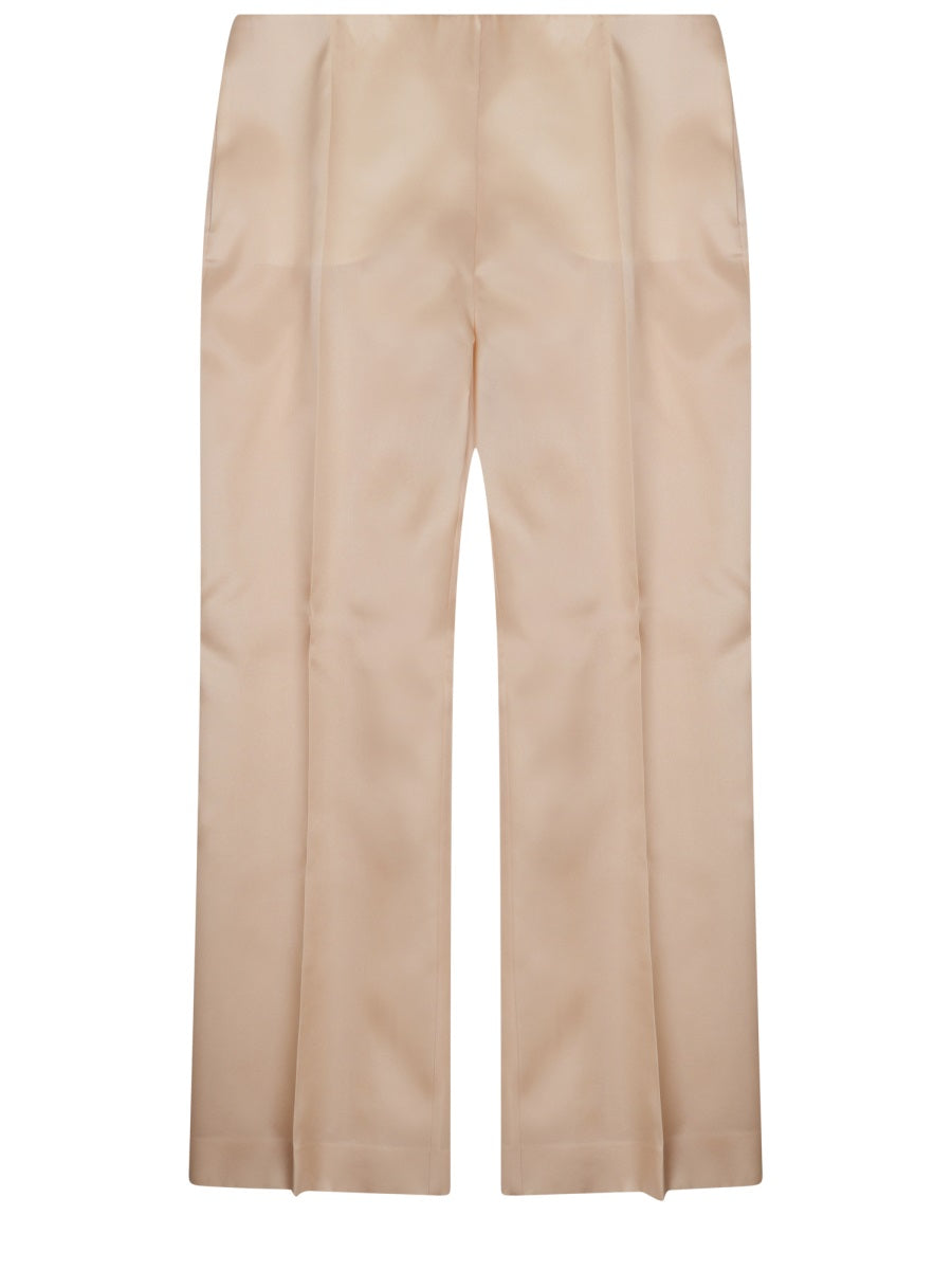 Trousers Straight Silk Beige