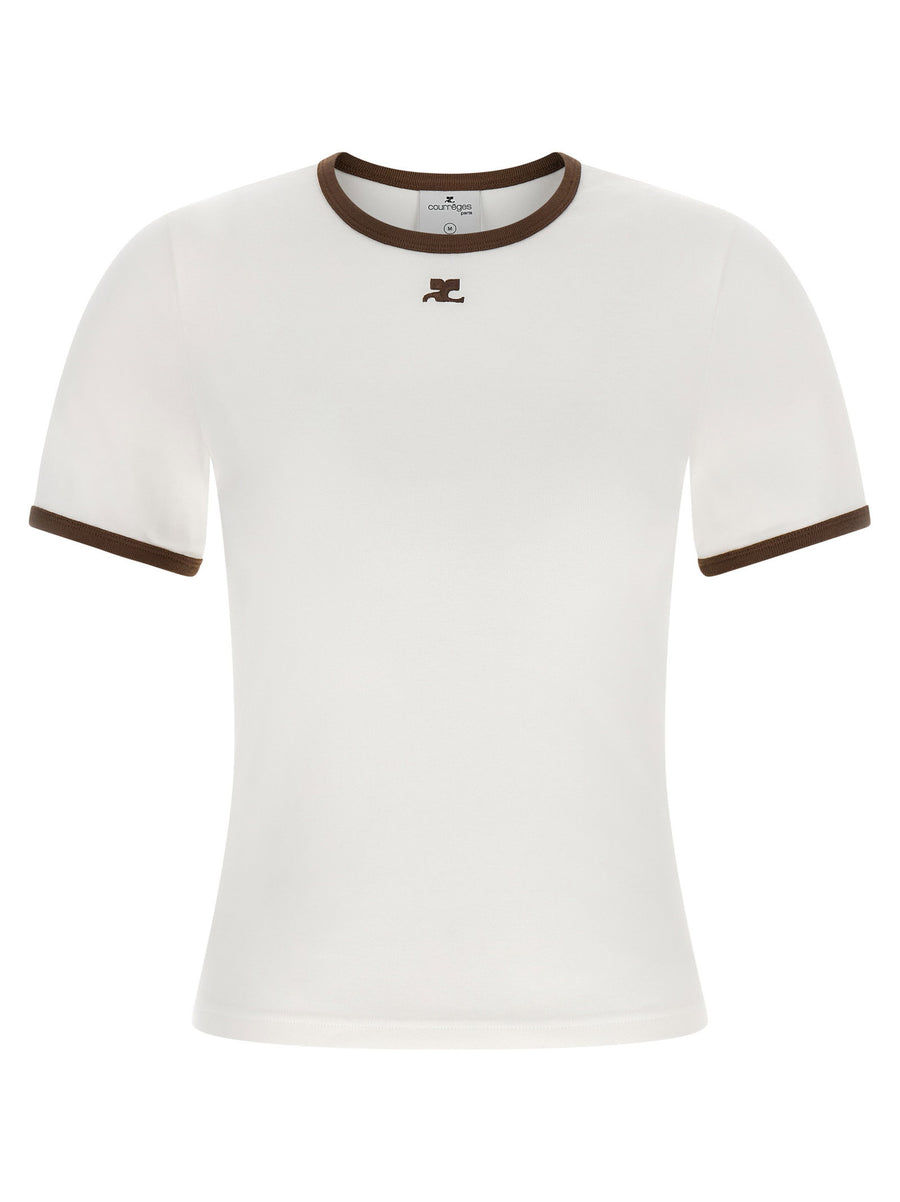 Courreges Contrast-Trimmed Cotton Jersey T-Shirt — White