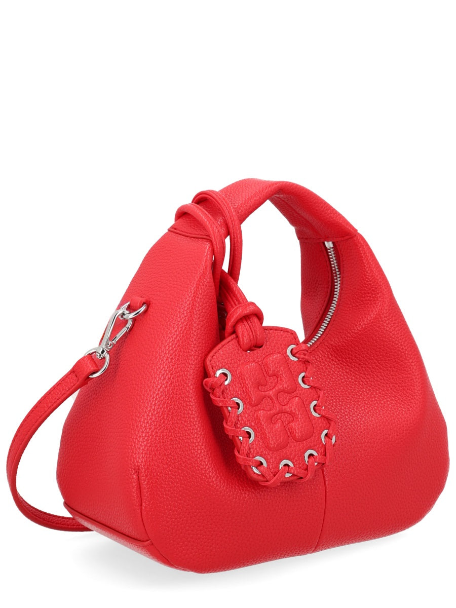 Mini Hobo Bag Red Recycled Polyester Handbags