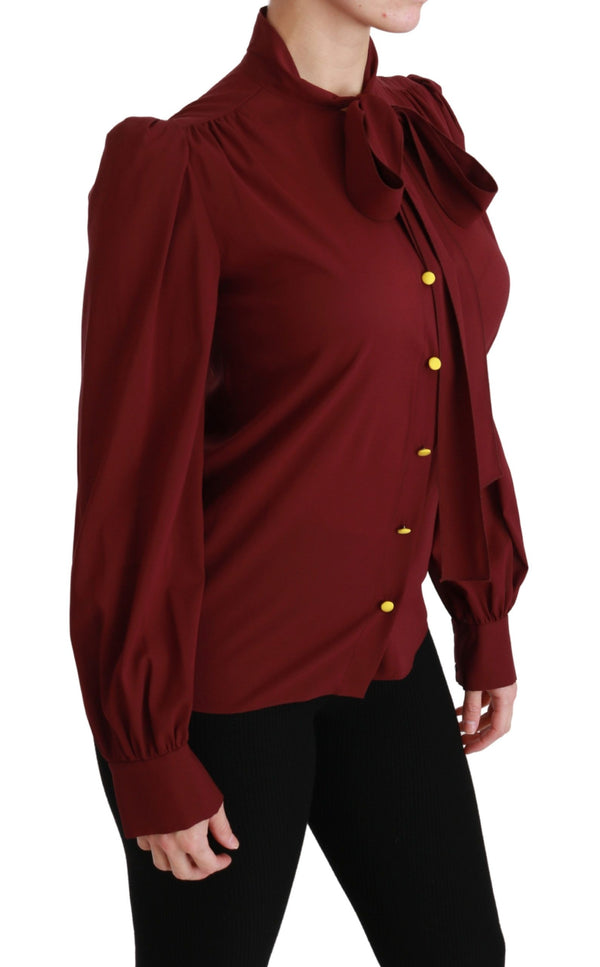 Dolce & Gabbana 94% Silk 6% Elastane stretch blouse in red