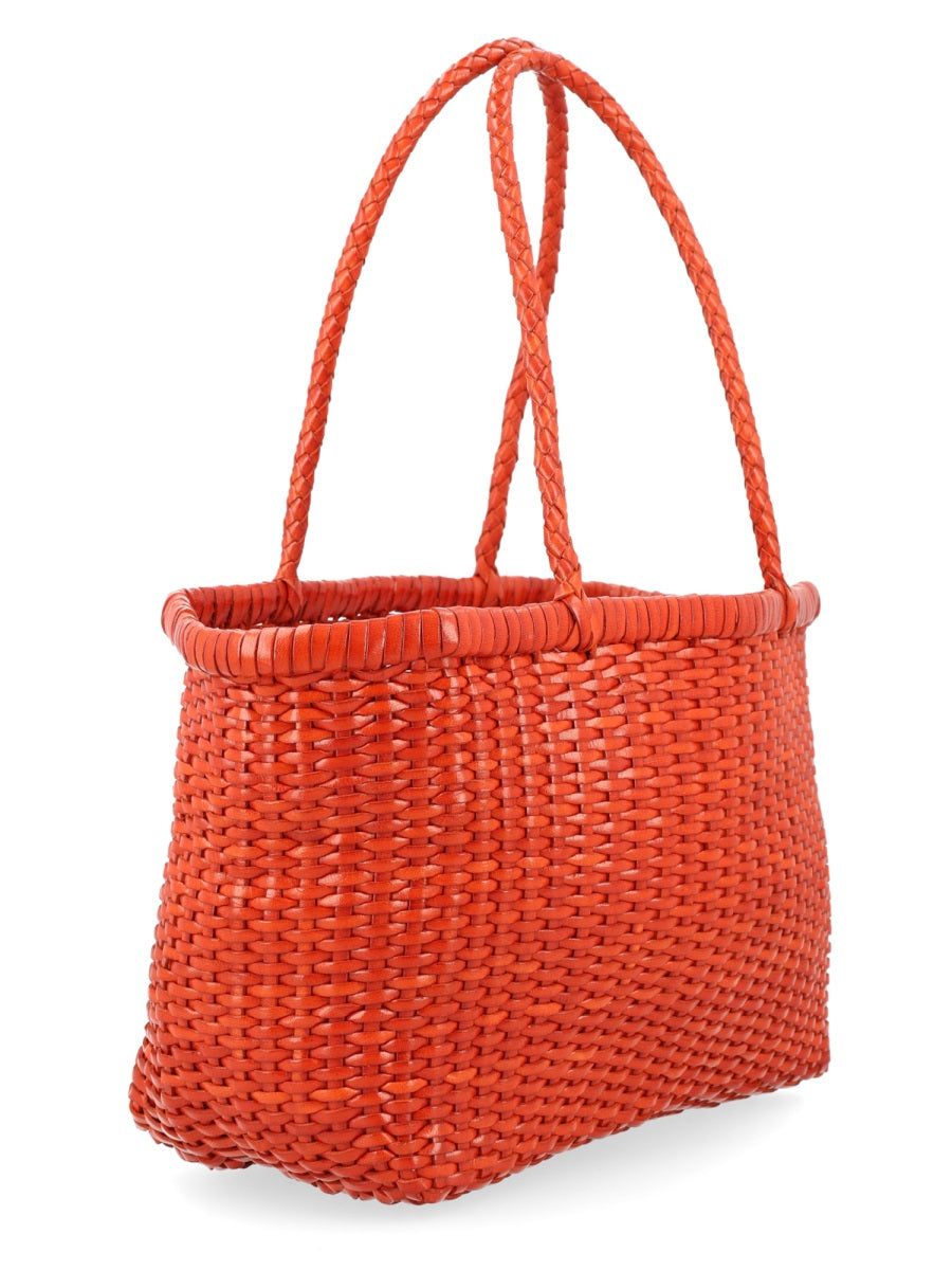 Shoulder Bag B Weave Orange Leather
