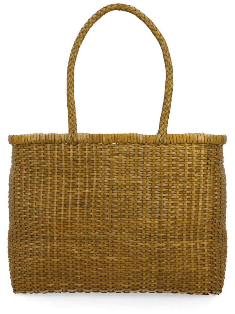 Leather Shoulder Bag B Weave Green