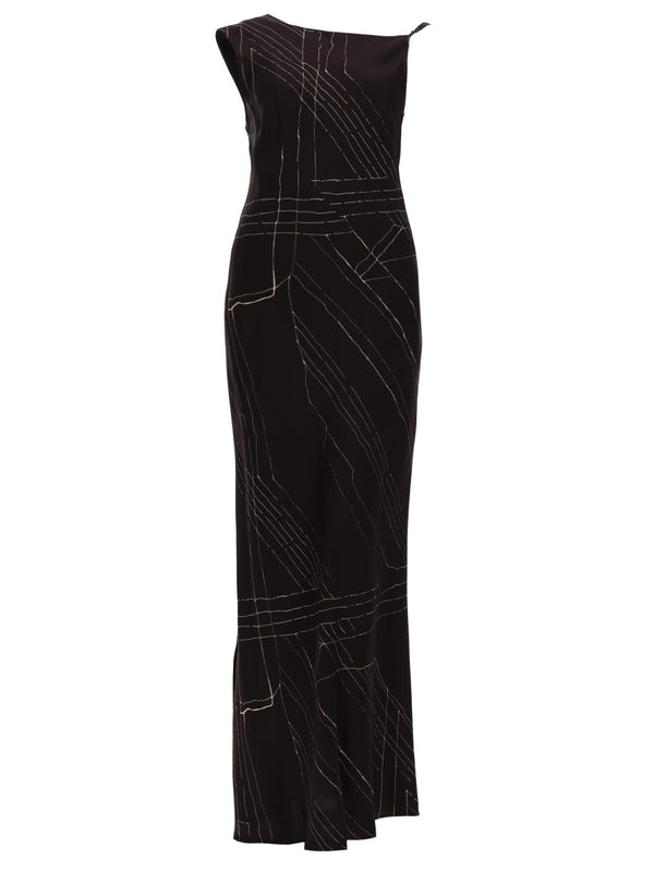 Dress Long Silk Brown