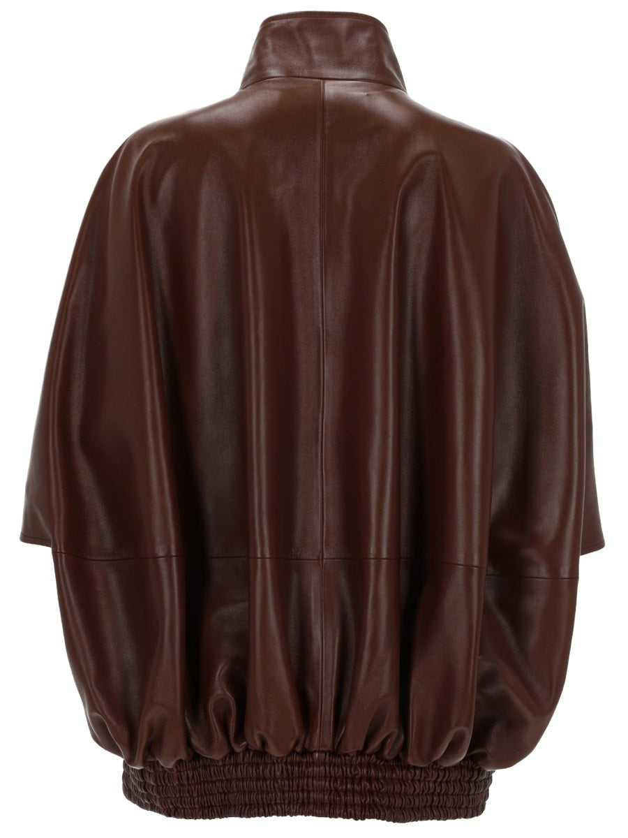 Leather Zip Jacket Brown