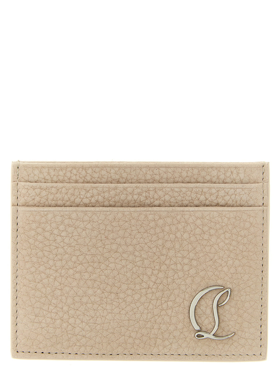Christian Louboutin Nubuck Leather Card Case — Beige