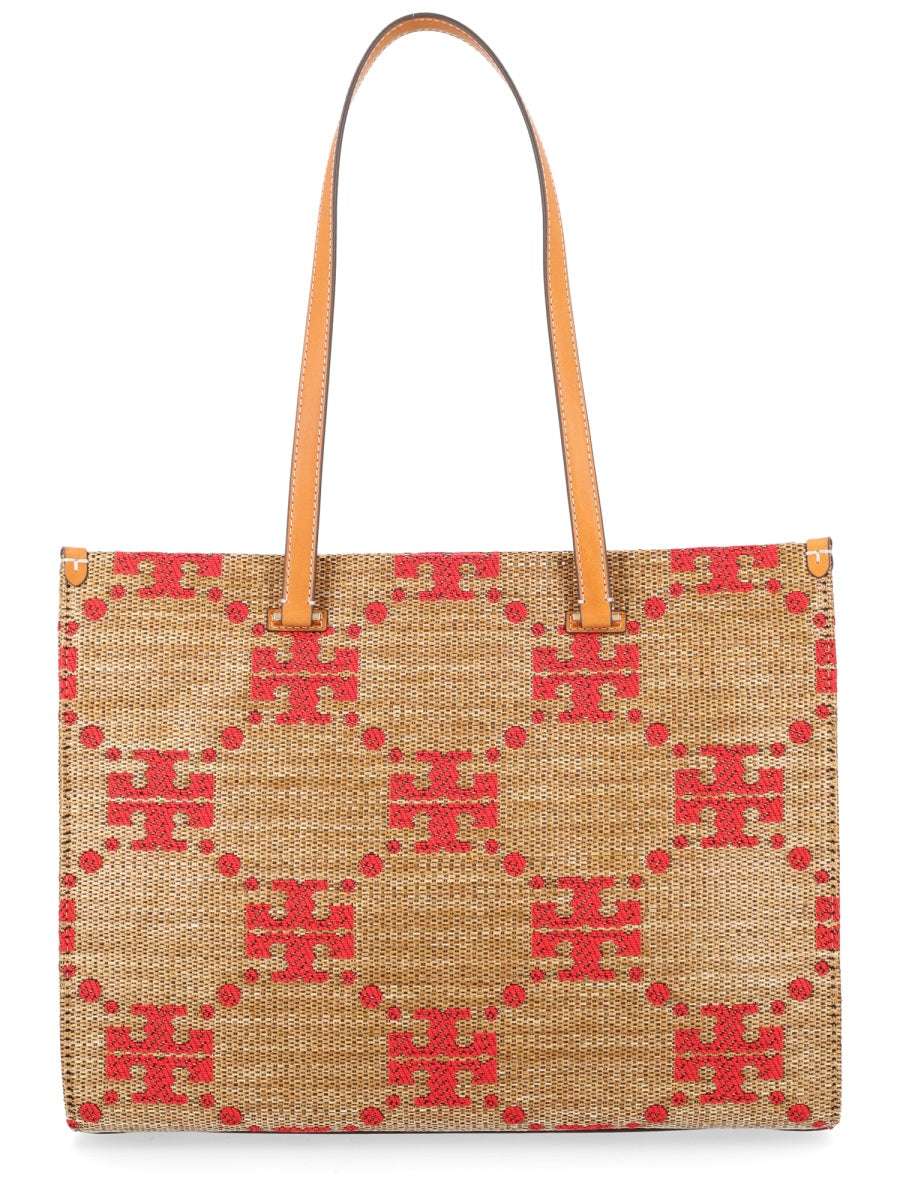 Handbag T Monogram Beige Straw Handbags