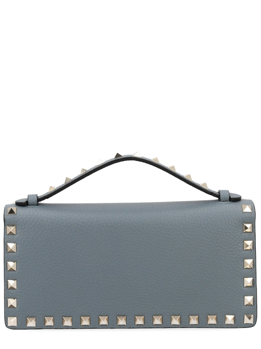 Wallet On Chain Rockstud Grey Leather & Purses