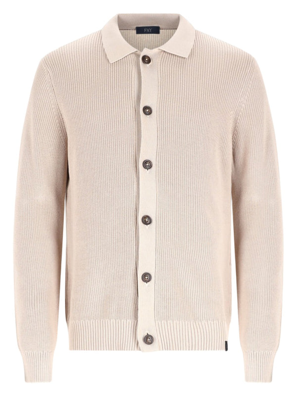 Cotton Knit Cardigan Beige Jumpers