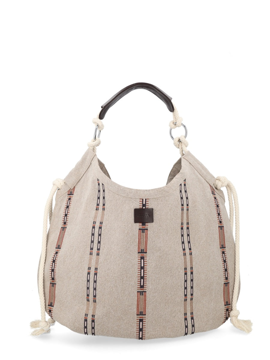 Tote Bag Byron Beige Cotton - Calf Leather Shoulder