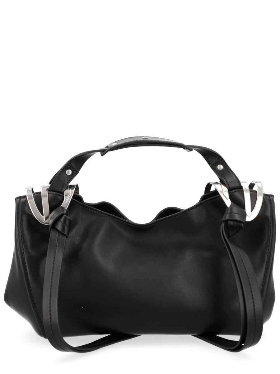 Top Handle Bag Knot-D Black Calf Leather Shoulder