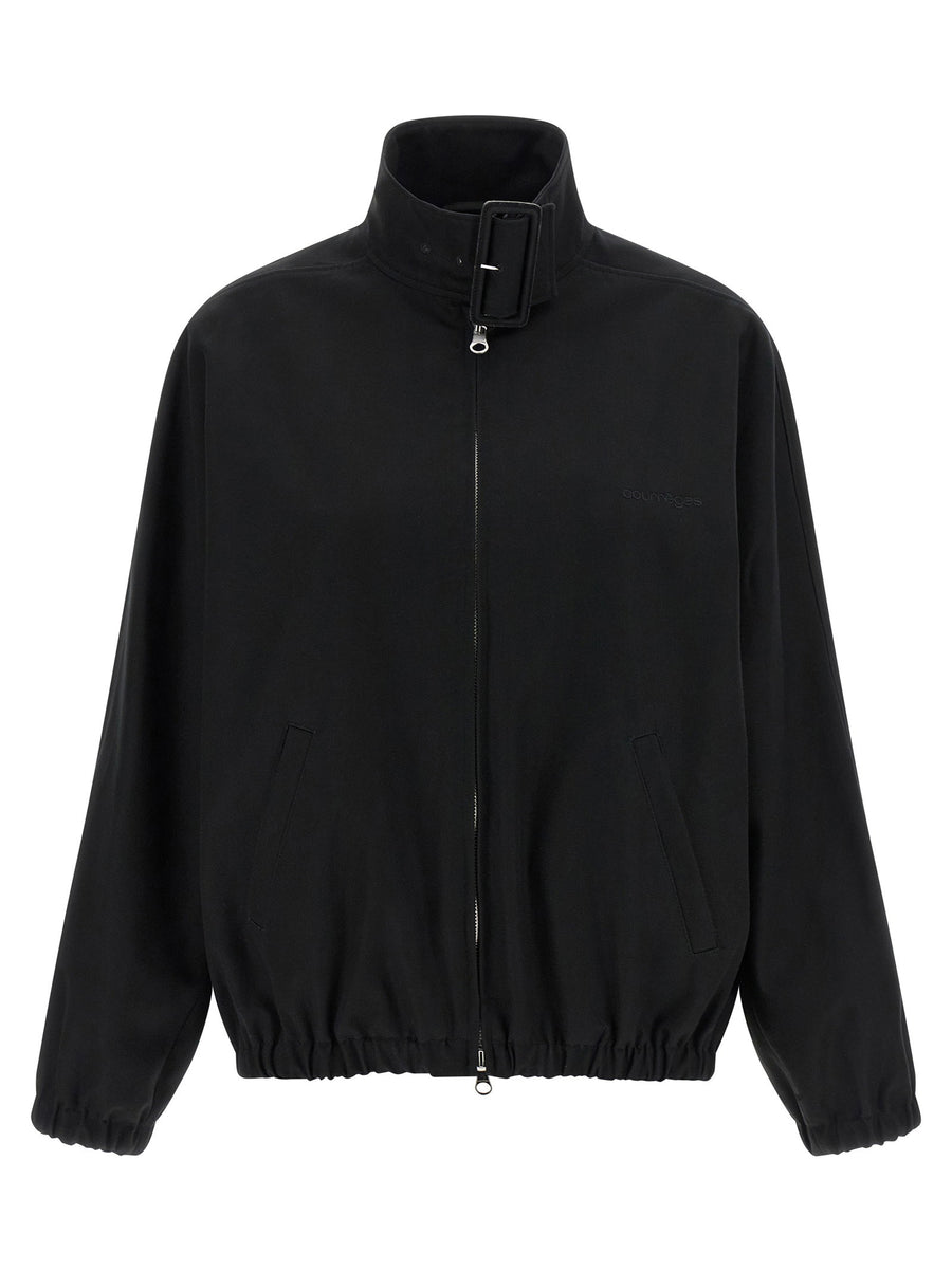 Courreges Buckle-Collared Bomber Jacket — Black