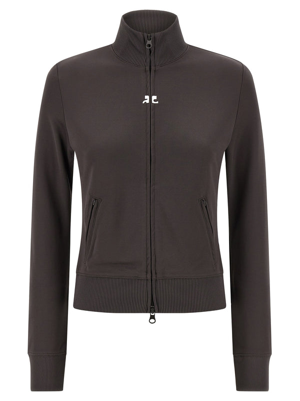 Courreges Logo-Patch Tracksuit Sweatshirt — Charcoal