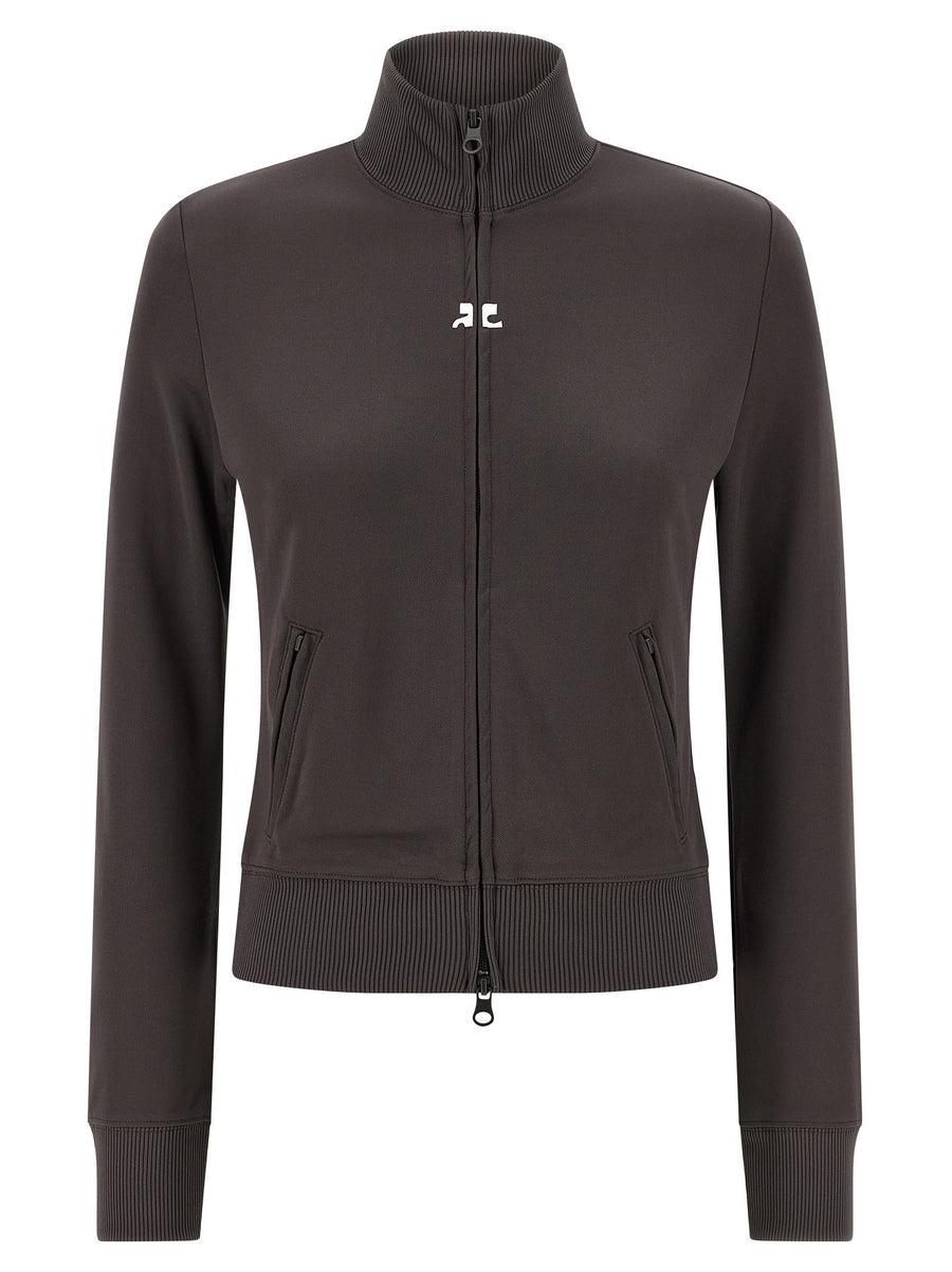 Courreges Logo-Patch Tracksuit Sweatshirt — Charcoal