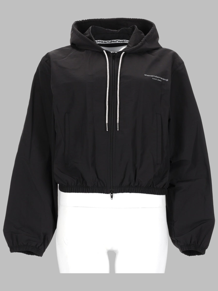 Hooded Jacket Black Cotton Polyamide