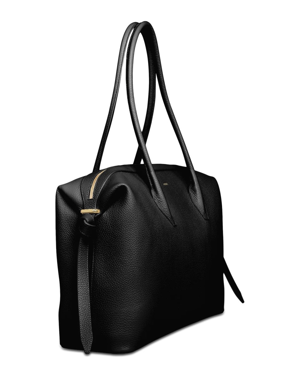 Large Brioche Leather Bag Black Outer: Bovine Shoulder