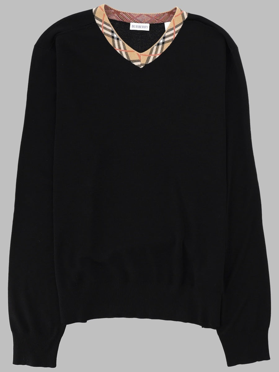 Merino Wool Jumper Check Black Jumpers