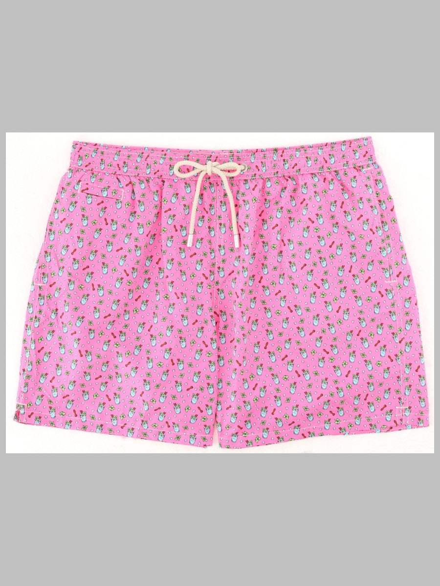 Swim Shorts Pink Print Polyester