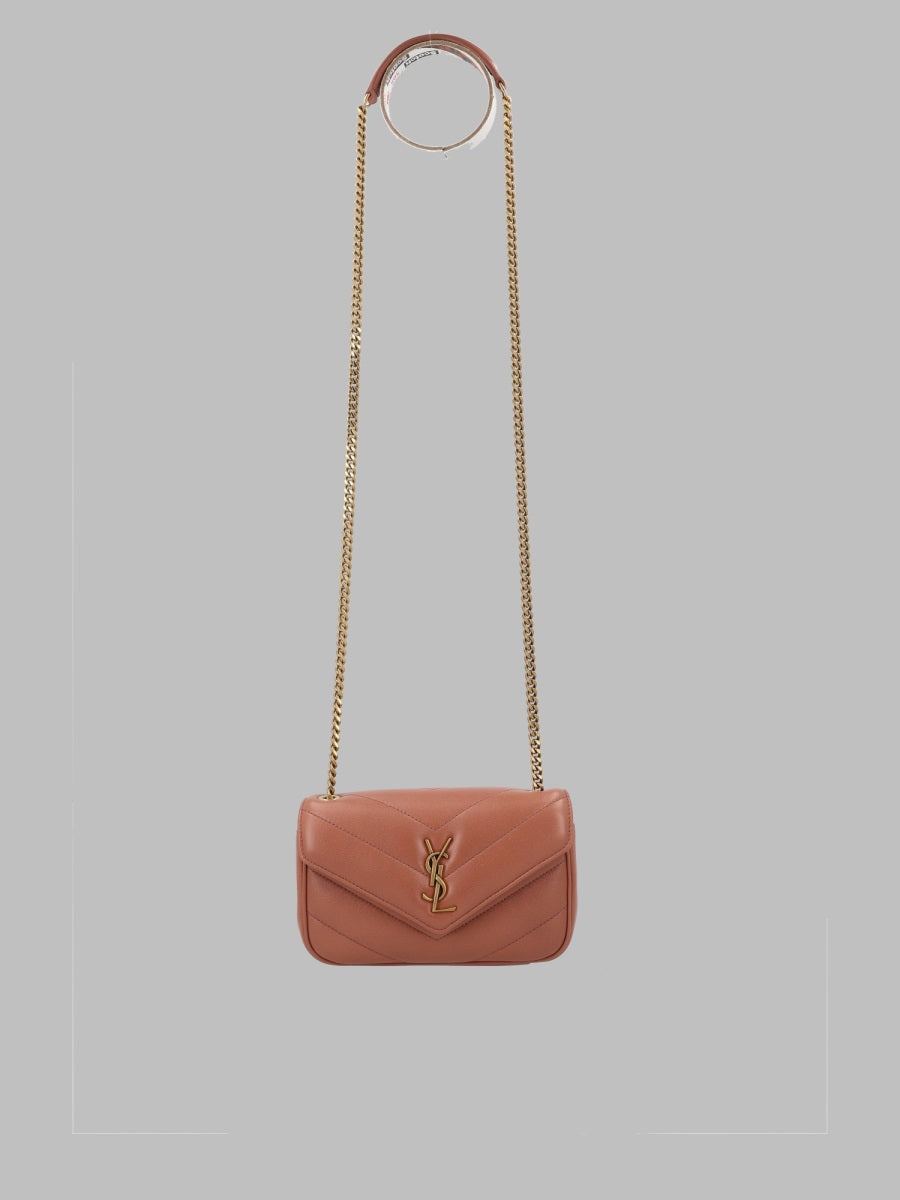 Shoulder Bag Loulou Mini Brown Leather Lamb