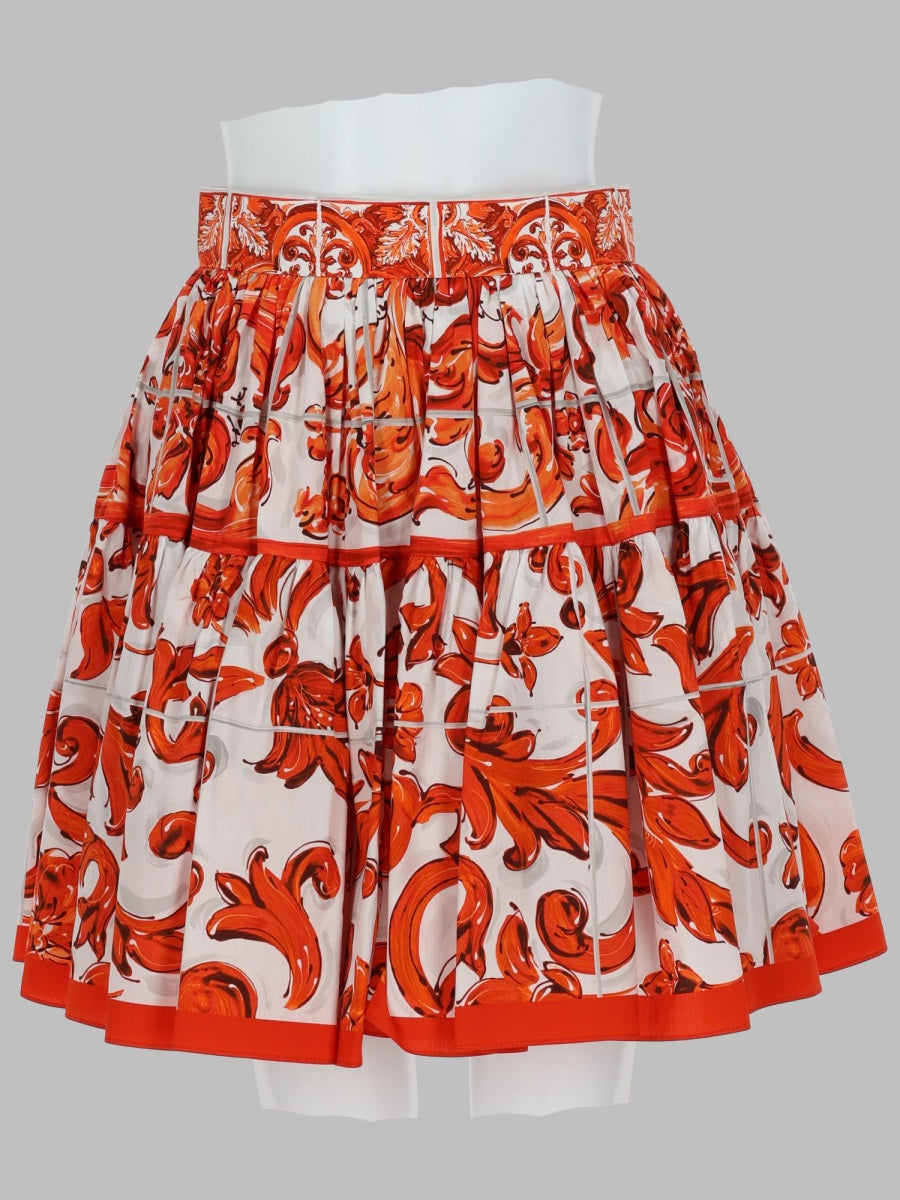 Skirt Orange Poplin Cotton