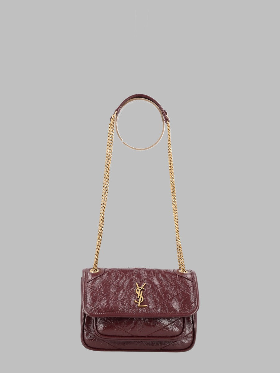 Leather Shoulder Bag Niki Mini Bordeaux Calf