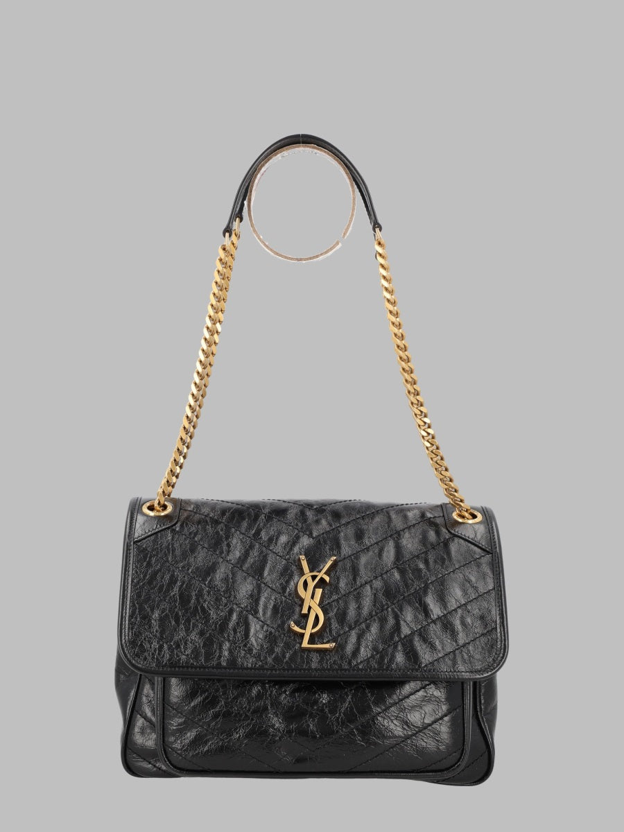 Shoulder Bag Niki Black Leather Calf Skin