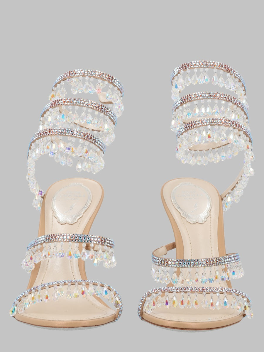 Heeled Sandal Chandelier Beige Satin