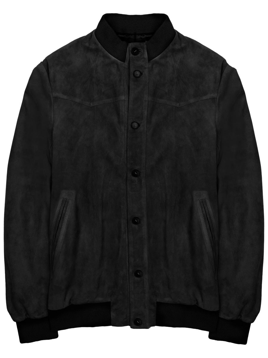 Bomber Jacket Suede Black Leather
