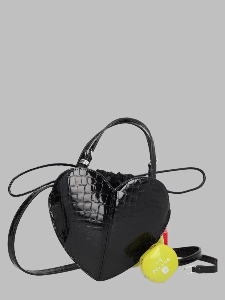 Shoulder Bag Heart Black Leather