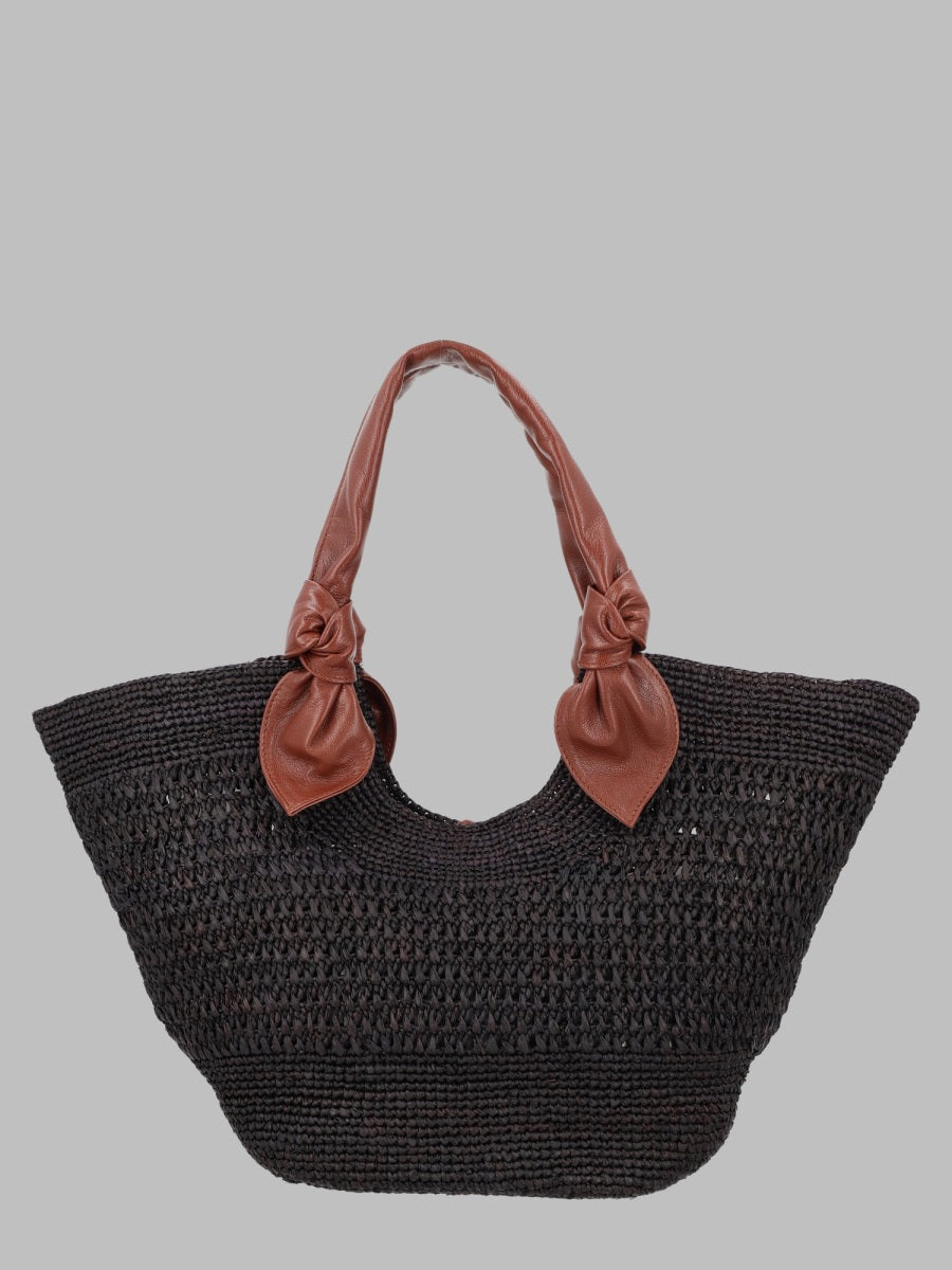 Handbag Woven Raffia Brown Handbags